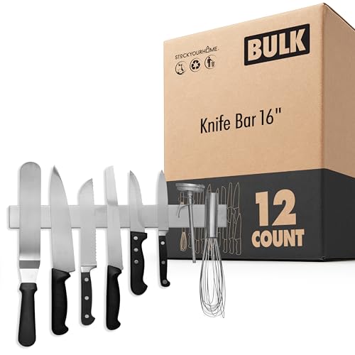 16 Inch Stainless Steel Magnetic Knife Bar (16" 12 Count / Metal)