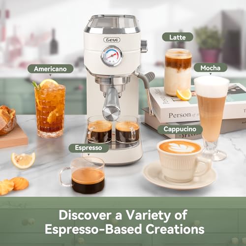 20 Bar Espresso Machine with Conical Burr Anti (Ivory White)