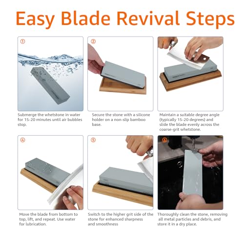 Whetstone Knife Sharpening Wet Stone Dual Sided with Non