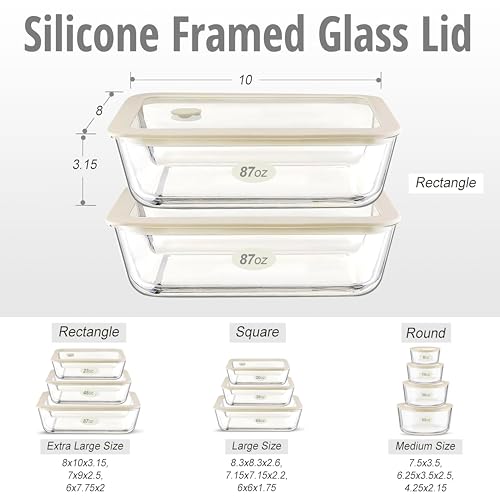 Glass Food Container Set with Glass Lid