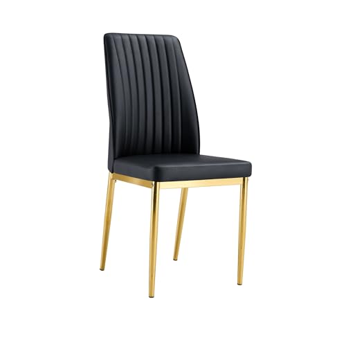 Modern Dining Chairs PU Leather Kitchen Chairs Set with Metal Legs Armless Upholstered Chair for Dinner Room