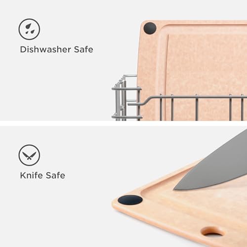 All-In-One Cutting Board with Non-Slip Feet and Juice Groove, 14.5" × 11.25", Natural/Black (14.5"L x 11.3"W / Natural/Black)