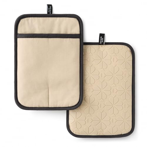 Spade Flower Soft Silicone Pot Holder 2 (Beige/Black)