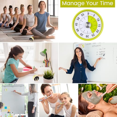3 Pcs 60 Minute Magnetic Visual Timer Classroom Tool (Yellow)