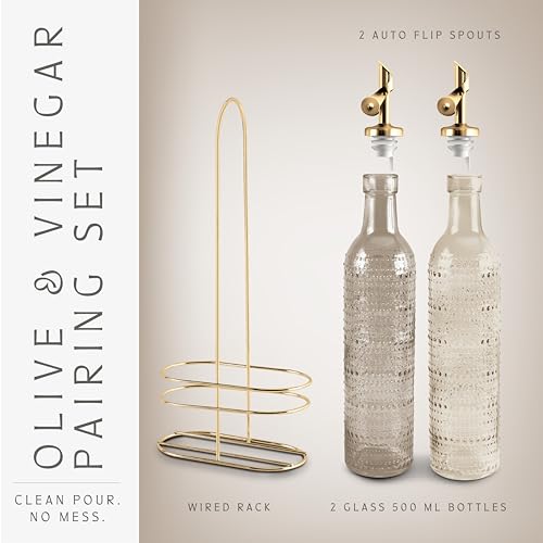 Glass Olive Oil Bottle Dispenser (Champagne Bubbles / Brown)