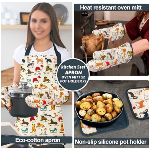 Oven Mitts and Pot Holders with Chef Apron (Dog)