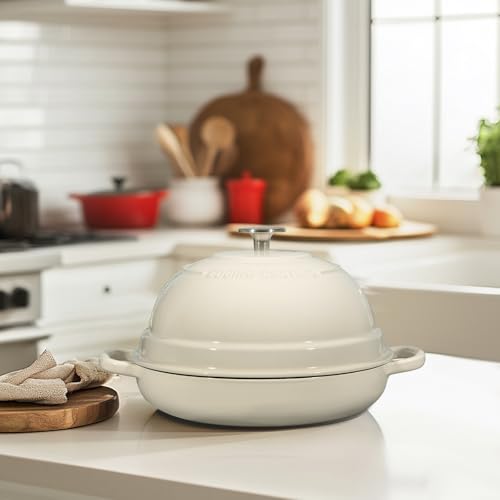 Enameled Cast Iron Dutch Oven Pot with Lid (White)