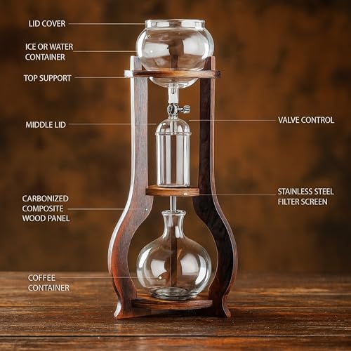 Iced Coffee Cold Brew Drip Tower Coffee Maker Wooden