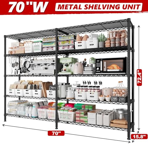 70"" W Storage Shelves Heavy Duty Metal Shelving