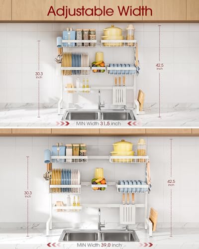 Dish Drying Rack Over The Sink (White / XX-Large (3 Tier))
