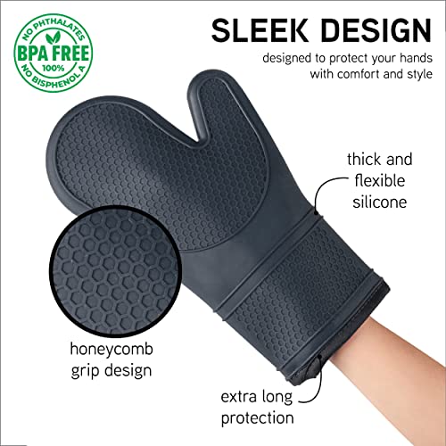 Silicone Oven Mitts (Black / Mitt Set)