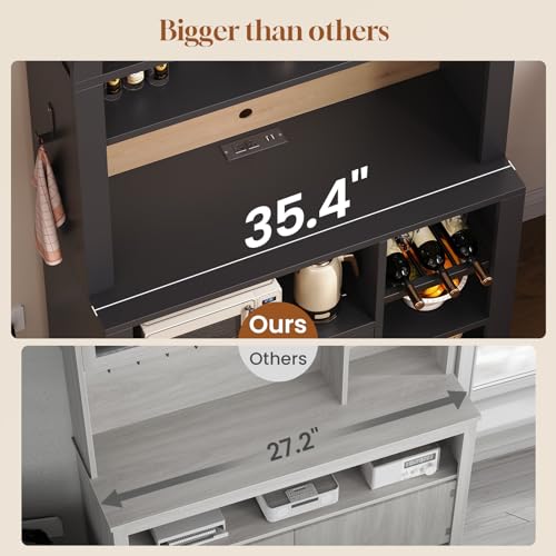 Itaar 73" Tall Arched Bakers Rack with Power Outlet and LED Light
