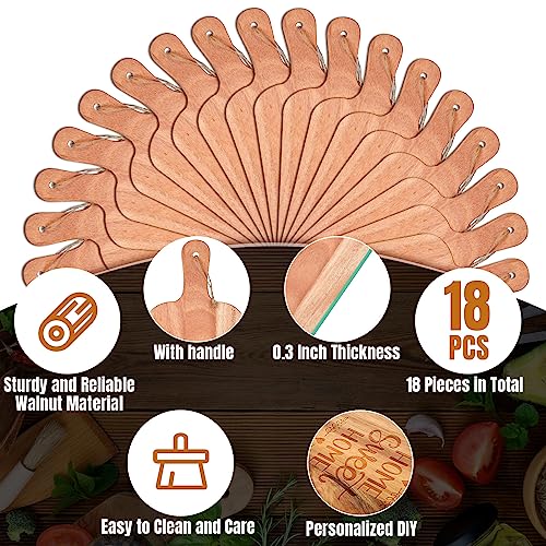 18 Pcs Walnut Wooden Plain Cutting Board Set with Handles (15 x 7 Inch)