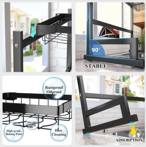 Adjustable Over The Sink Dish Drying Rack 2 Tier 33.4" (33.4"-41.3")