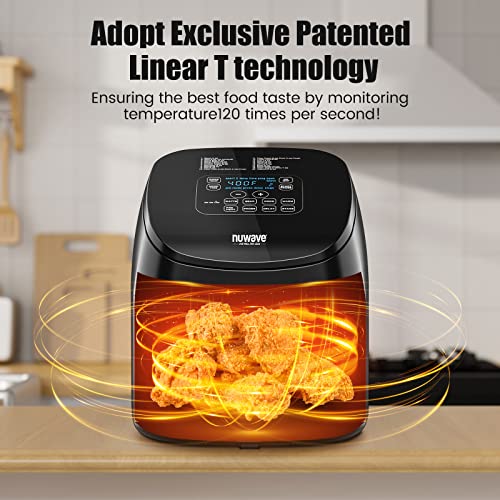 Brio 10-in-1 Air Fryer, 6 QT Airfryer Capacity with Smart Probe, Roast Grill Bake for Fast Meals, One-Touch Digital Controls, Powerful 1800W Fryer, 100 Recipes, Removable Divider & Grill Pan