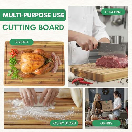 Acacia Wood Cutting Boards for Kitchen (Edge Grain / 20"L x 15"W)