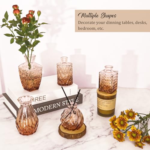 36Pcs Bud Vases Set Small Vintage Glass Bottles Bud Vases in Bulk Multiple Shape Cute Glass Vases for Rustic Wedding Centerpieces Table Decorations and Home Decor