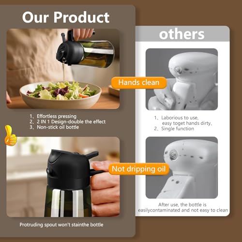 Olive Oil Sprayer for Cooking 16oz (Black / 1 Pack)