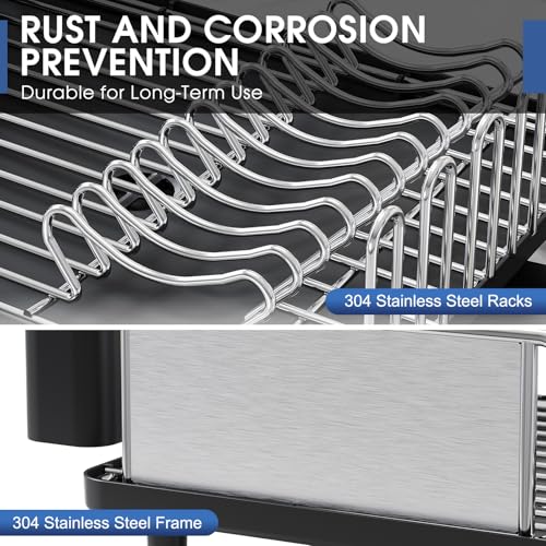 Dish Rack 304 Stainless Steel Dish Drying Rack for Kitchen Counter