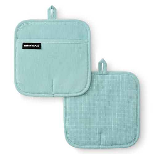 Gourmet Series Gridlines Pot Holders 2 (Mineral Water Aqua)