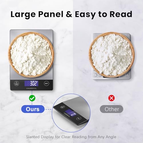 Food Scale Rechargeable 304 Stainless Steel Digital Kitchen Scale Weight Grams and Ounces with LCD Display