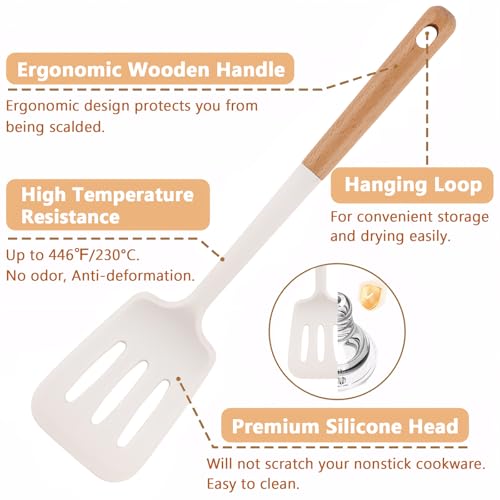 Silicone Kitchen Utensils Set of 4 (Large 4-Piece Set / White)