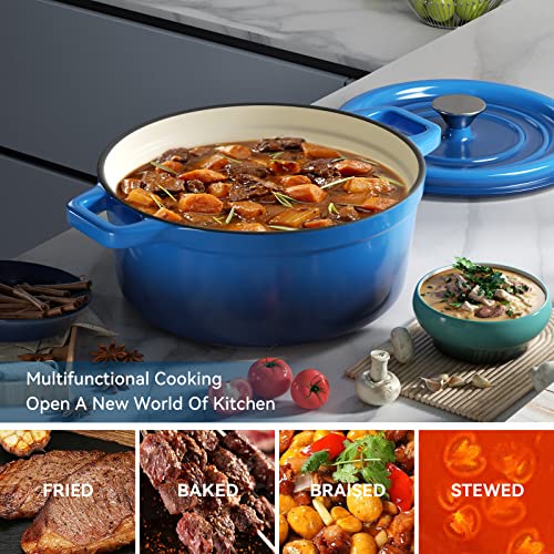 6.5 Quart Enameled Dutch Oven Pot with Lid (6.5 QT / Dark Blue)