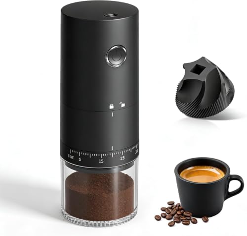 Portable Electric Coffee Grinder with Ceramic Burr (Matte Black)