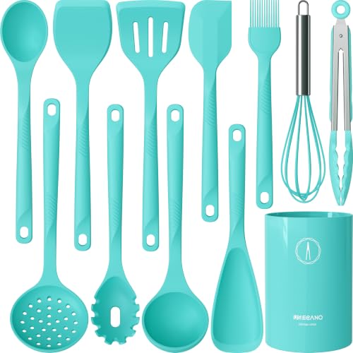 Silicone Cooking Utensils Set (Teal)
