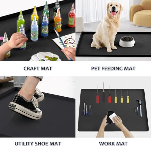 Heavy Duty Silicone Under Sink Mats for Kitchen Waterproof 37" x 19" (Black / 37'' x 19'' x 1'')