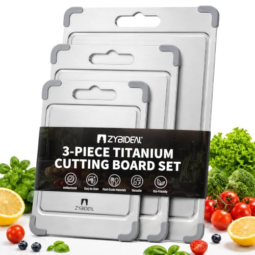 3Pcs 100% Pure Titanium Cutting Board with Grooves