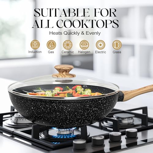 Nonstick Wok and Stir Fry Pans with Lid