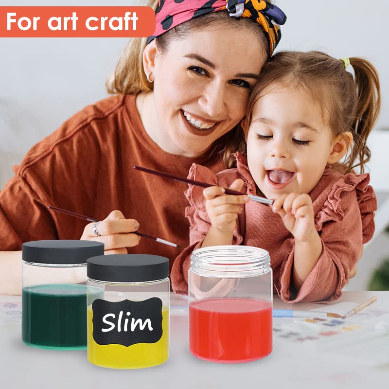 Plastic Containers with Lids Labels Leak Proof BPA Free Airtight Refillable Clear Small Containers Storage Jars for Storing Dry Food Slime Honey Jam