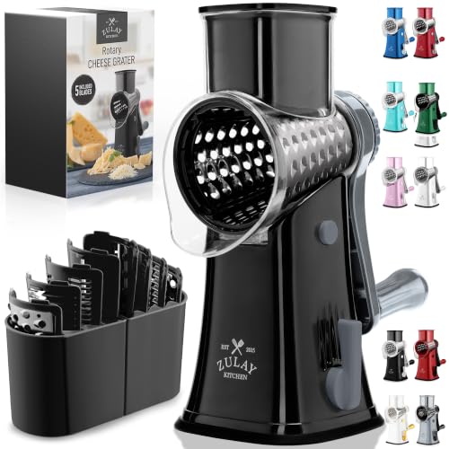 Rotary Cheese Grater 5 Blade With Reinforced Suction Base