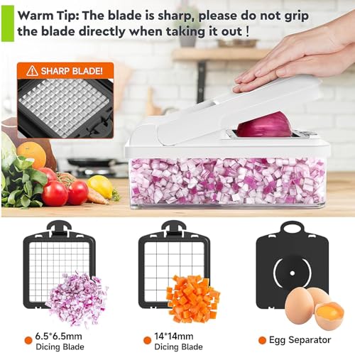 15-in-1 Vegetable Chopper, Food Veggie Chopper With Container (Black / 10 blades)