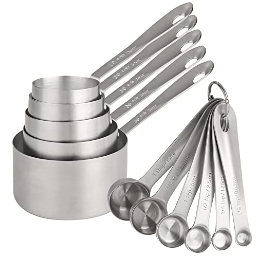 Measuring Cups and Spoons Set 11 (B: 5cups+6spoons / Siliver)