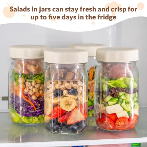 4 Pack Glass Salad Jars with Lids Meal Prep