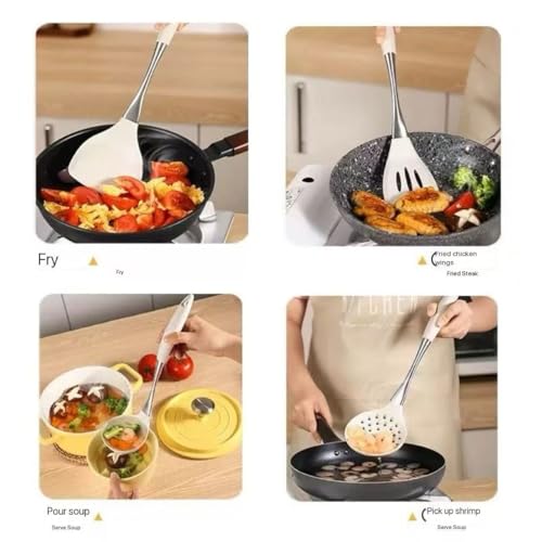 8 Piece Silicone Kitchen Utensil Set (Green & Gold)