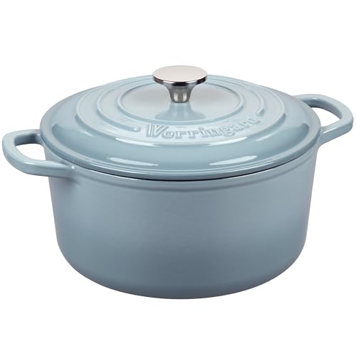 Enameled Cast Iron Dutch Oven Pot with Lid (6 QT / Sea salt)
