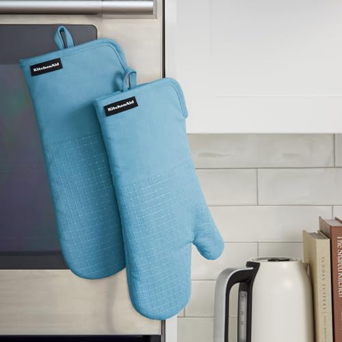 Gourmet Series Gridlines Oven Mitts 2 (Blue Velvet)