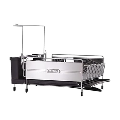 Expandable Dish Drying Rack with Drainboard (Gray/Black)