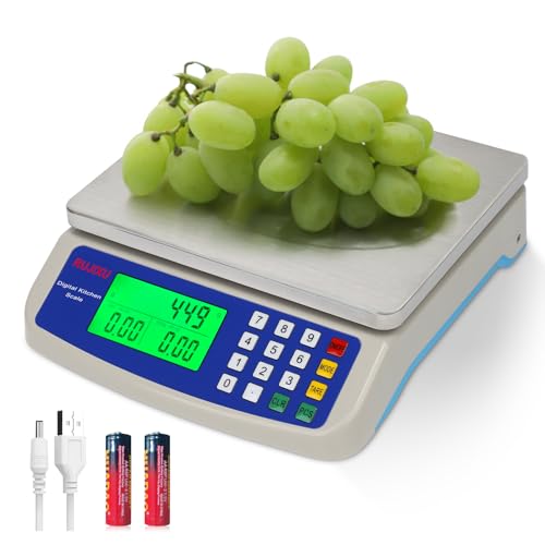Large Digital Kitchen Scale 30KG Commercial Food Scale 66LB for Baking Bread Meat Stainless Steel Price Computing Scale LCD Display