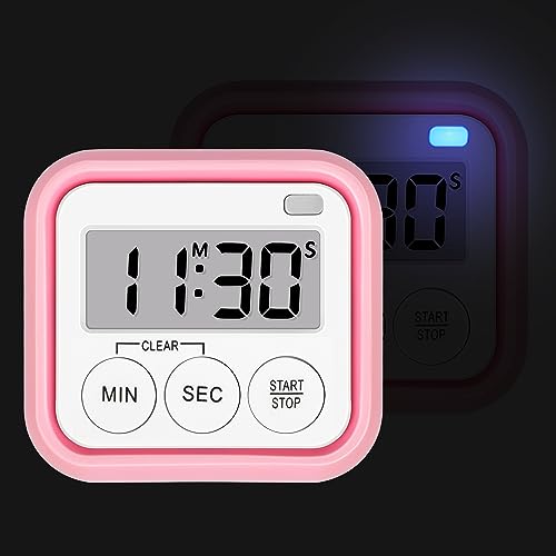 Timer Kitchen Timers for Cooking Classroom Timer for Kids Teachers Magnetic Digital Timers 4 Pack (Pink)
