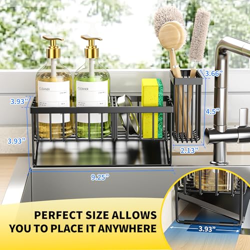 Kitchen Sink Caddy Organzier with High Brush Holder