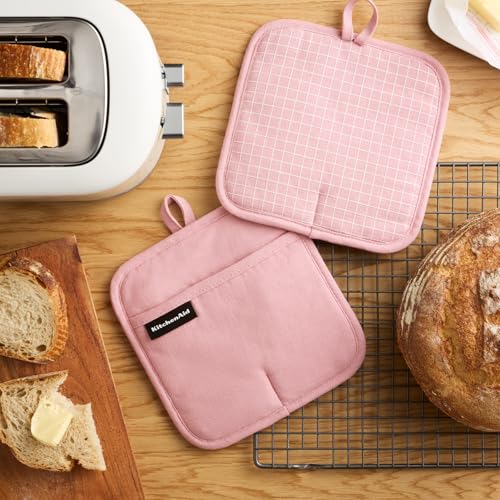 Gourmet Series Gridlines Pot Holders 2 (Dried Rose)