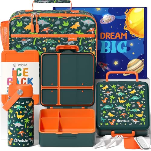 Kids Bento Lunch Box with Toddler Insulated Water Bottle Lunch Bag