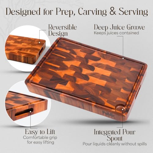 Extra Large End Grain Wood Cutting Board (23.2"L x 17"W)