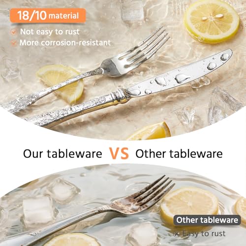 Vintage Carved Silverware Set