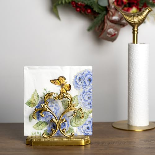 Brass Napkin Holder+50PCS Christmas Napkins Disposable