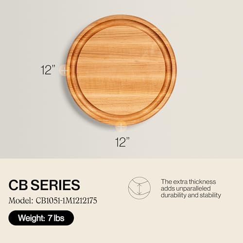 CB Series Round Wooden Maple Cutting Board 12”x12” (Round / 12"L x 12"W)